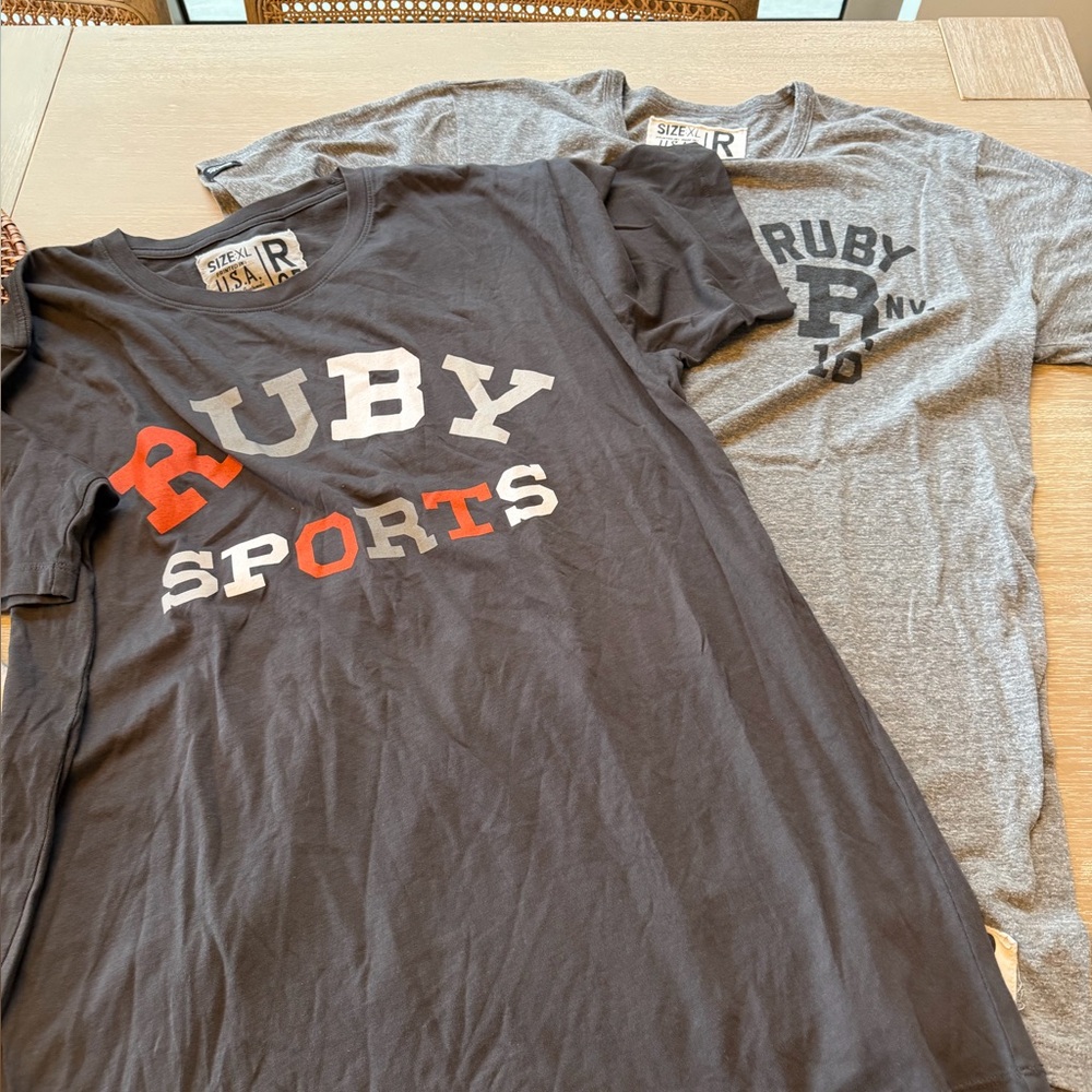 Men’s Ruby Sports T-Shirts, lot of 2, gray and black, both XL - only worn once!